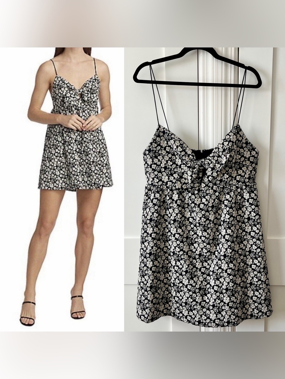 Alice + Olivia Melvina Floral Bow Front Jacquard Mini Dress Black White Sz 12